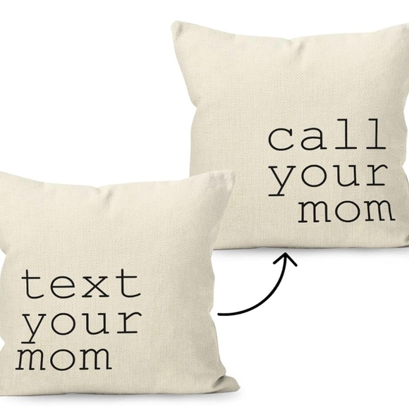 Call Text Your Mom Reversible Linen Throw Pillow with Insert – 18x18 - Picture 1 of 7